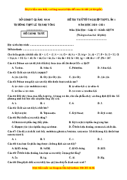 Đề thi thử Hóa Học trường Chuyên Lê Thánh Tông năm 2021