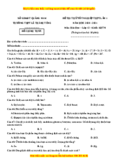 Đề thi thử Hóa Học trường Chuyên Lê Thánh Tông năm 2021