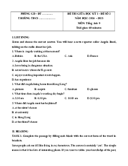 Đề thi giữa kì 1 Tiếng Anh 9 Global success (Đề 2 kèm file nghe)