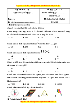 Đề thi cuối kì 2 Toán lớp 4 Kết nối tri thức (Đề 15)