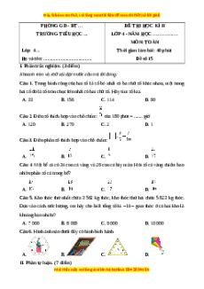 Đề thi cuối kì 2 Toán lớp 4 Kết nối tri thức (Đề 15)