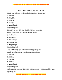 Trắc nghiệm Địa lý 7 Bài 14 Kết nối tri thức: Đặc điểm tự nhiên Bắc Mỹ