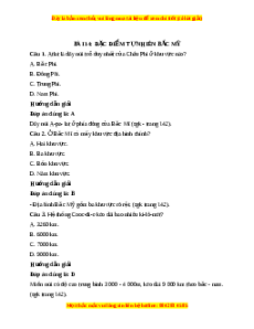 Trắc nghiệm Địa lý 7 Bài 14 Kết nối tri thức: Đặc điểm tự nhiên Bắc Mỹ