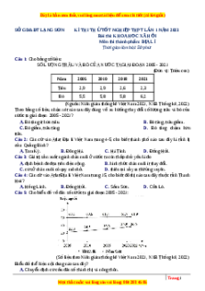 Đề thi thử Địa lí Sở Lạng Sơn năm 2023