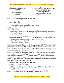 Đề thi vào 10 môn Toán tỉnh Hà Tĩnh năm 2020