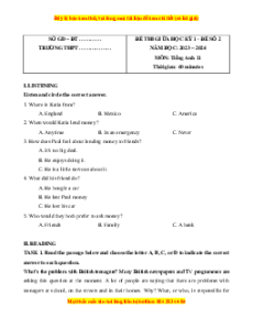 Đề thi giữa kì 1 Tiếng Anh 11 Global success (Đề 2 kèm file nghe)