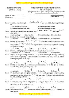 Đề thi thử tốt nghiệp Vật lí Sở Bắc Ninh lần 1 năm 2024