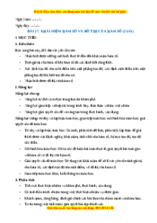 Giáo án Khái niệm hàm số và đồ thị của hàm số Toán 8 Kết nối tri thức