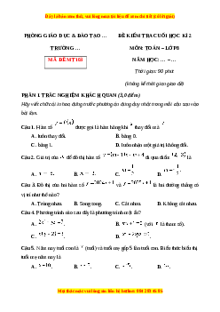 Đề thi cuối kì 2 Toán 8 Chân trời sáng tạo (Đề 3)