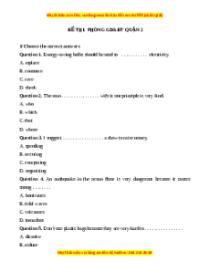 Đề thi cuối kì 2 Tiếng Anh 9 PGD Quận 2 năm 2023