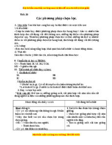 Giáo án Các phương pháp chọn lọc Sinh học 9