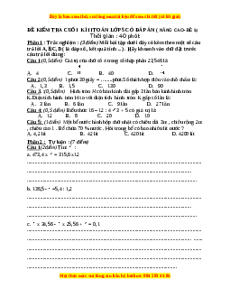 Đề thi cuối kì 2 Toán lớp 5 nâng cao - Đề 5