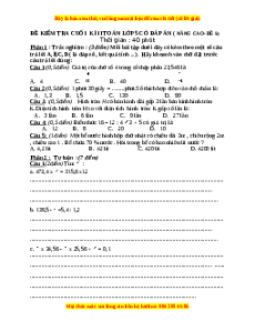 Đề thi cuối kì 2 Toán lớp 5 nâng cao - Đề 5