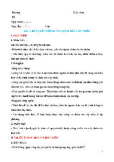 Giáo án Bài 4: Kĩ thuật trồng và chăm sóc cây nhãn Công nghệ 9 Trồng cây ăn quả Kết nối tri thức