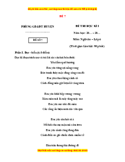 Đề thi cuối kì 1 Ngữ văn 6 Kết nối tri thức (đề 7)