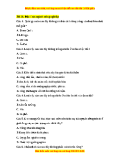 Trắc nghiệm Bài 26 Địa lí 10 Chân trời sáng tạo: Địa lí các ngành nông nghiệp, lâm nghiệp thủy sản