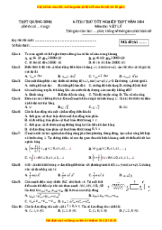 Đề thi thử tốt nghiệp Vật lí trường THPT Quảng Bình năm 2024
