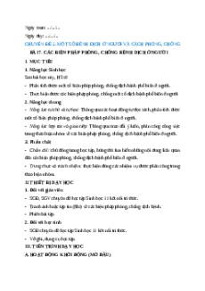 Giáo án chuyên đề Bài 7: Các biện pháp phòng, chống bệnh dịch ở người Sinh học 11 Kết nối tri thức