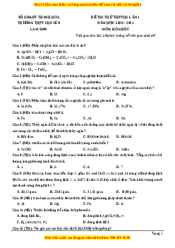 Đề thi thử Hóa Học trường Chuyên Lam Sơn năm 2021
