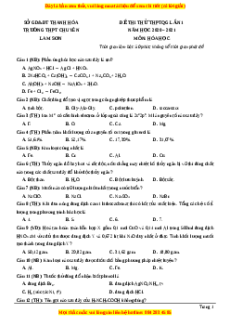 Đề thi thử Hóa Học trường Chuyên Lam Sơn năm 2021