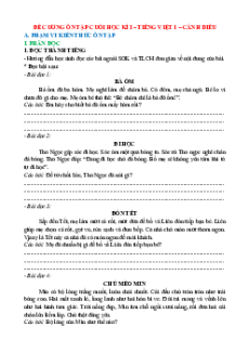 Đề cương ôn tập Cuối kì 1 Tiếng Việt lớp 1 Cánh diều