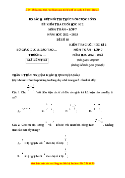 Đề thi cuối học kì 2 Toán 7 Kết nối tri thức có đáp án (Đề 3)