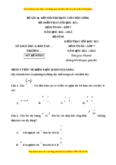 Đề thi cuối học kì 2 Toán 7 Kết nối tri thức có đáp án (Đề 3)
