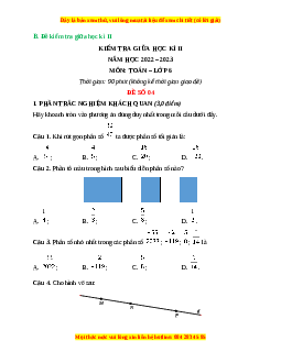 Đề thi giữa kì 2 Toán 6 Kết nối tri thức (Đề 4)
