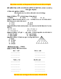 Đề thi giữa kì 2 Toán lớp 5 nâng cao - Đề 5