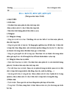 Giáo án Bài 4 Hóa học 7 Cánh diều: Phân tử, đơn chất, hợp chất
