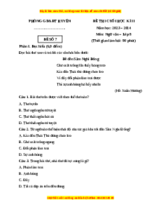 Đề thi cuối kì 2 Ngữ văn 8 Chân trời sáng tạo (Đề 7)