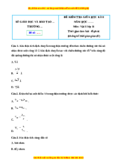 Đề thi giữa kì 2 Vật lí 11 Chân trời sáng tạo (Đề 3)