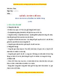 Giáo án Bài toán giải bằng ba bước tính Toán 4 Chân trời sáng tạo