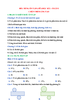 Đề cương ôn tập Giữa kì 2 Toán lớp 5 Chân trời sáng tạo