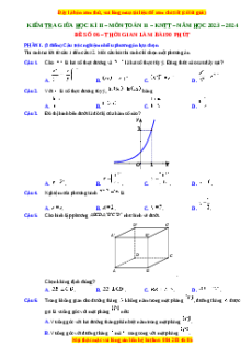 Đề thi giữa kì 2 Toán 11 Kết nối tri thức (theo cấu trúc đề minh họa 2025) Đề 6