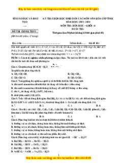 Đề thi HSG Hóa 11 năm 2023-2024 (Đề 1) có lời giải