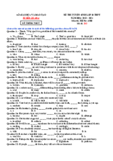 Đề thi vào 10 Tiếng Anh Tỉnh Tuyên Quang năm 2023-2024