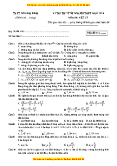 Đề thi thử tốt nghiệp Vật lí Sở Ninh Bình năm 2024