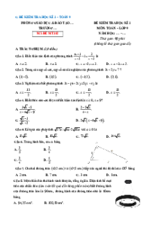 Đề thi Cuối kì 1 Toán 9 Cánh diều 2024 (Đề 2)