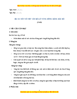 Giáo án Bài 10 Lịch sử & Địa lí lớp 4 Kết nối tri thức: Một số nét văn hóa ở vùng Đồng bằng Bắc Bộ