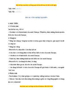 Giáo án Bài 16 Lịch sử 10 Chân trời sáng tạo (2024): Văn minh Chăm - pa