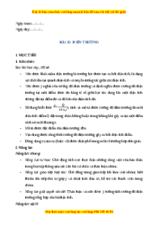 Giáo án Điện trường Vật lí 11 Chân trời sáng tạo