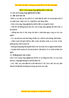 Lý thuyết Bài 9 Lịch sử 10 Cánh diều: Cách mạng công nghiệp thời kì hiện đại