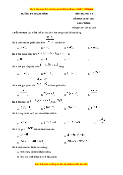 Đề thi cuối kì 1 Toán 8 Cánh diều Trường THCS Marie Curie Hà Nội