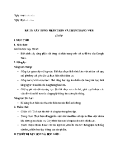 Giáo án Bài 25: Xây dựng phần thân và chân trang web Tin học 12 Kết nối tri thức