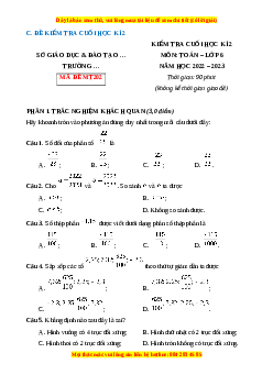 Đề thi cuối kì 2 Toán 6 Chân trời sáng tạo (Đề 7)