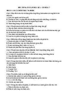 Đề cương ôn tập Cuối kì 2 Tin học lớp 7 Kết nối tri thức