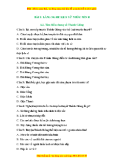 Trắc nghiệm Lắng nghe lịch sử nước mình Ngữ văn 6 Chân trời sáng tạo