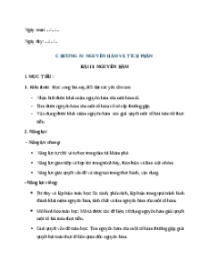 Giáo án Nguyên hàm Toán 12 Kết nối tri thức