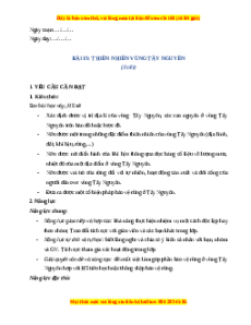 Giáo án Bài 15 Lịch sử & Địa lí lớp 4 Cánh diều: Thiên nhiên vùng Tây Nguyên